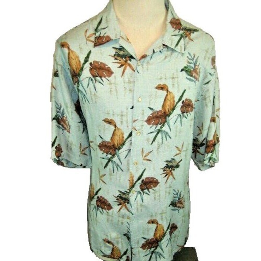 Mens Byron Nelson Silk Multicolor SS Hawaiian Aloha Island Casual Shirt sz XL